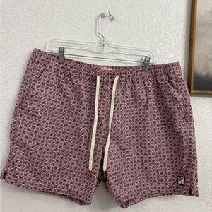 Marine Layer XXL Red and Blue Patterned Swim Trunks